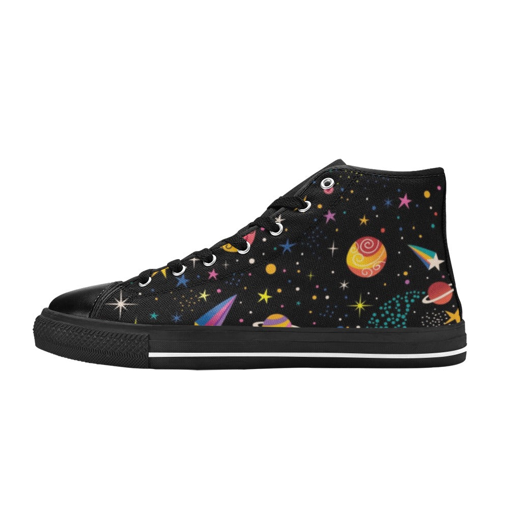 Space - Women's High Top Canvas Shoes