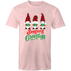 Christmas Gnomes Seasons Greetings - Mens T-Shirt Pink Mens Christmas T-shirt Christmas Printed In Australia