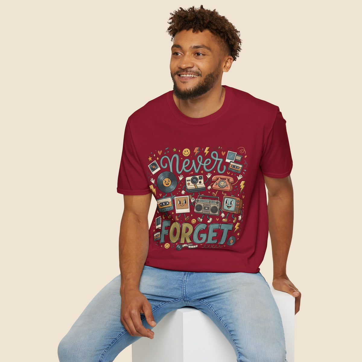 Never Forget Retro Unisex T-Shirt Unisex Adult T-shirt Globally Fulfilled Music Retro
