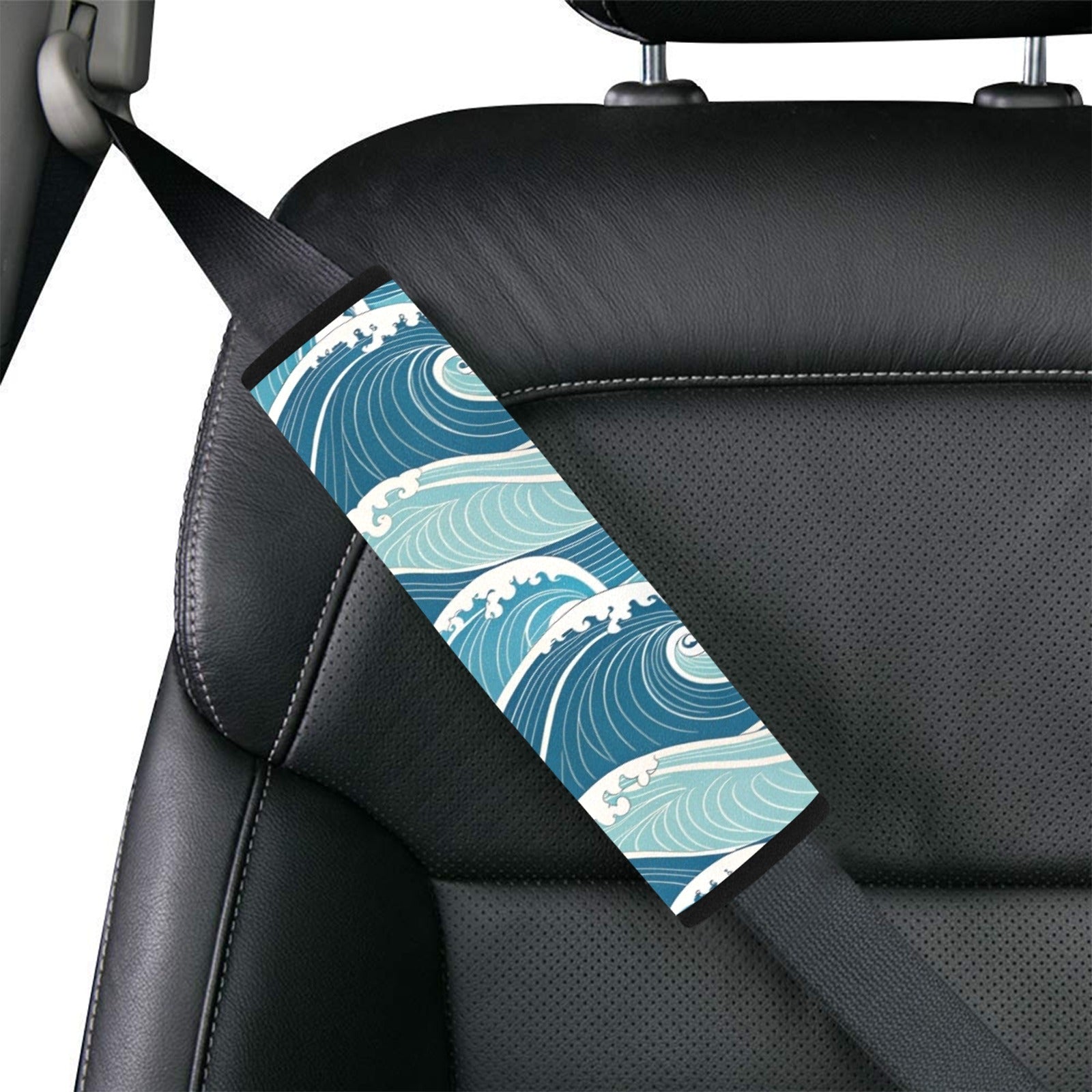 Ocean Waves Car Seat Belt Cover 7''x10'' (Pack of 2) Car Seat Belt Cover 7x10 (Pack of 2) Ocean Printed Offshore Surf