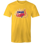 Drive And Surf - Mens T-Shirt Yellow Mens T-shirt Printed In Australia Summer Surf