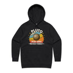 Never Forget Pluto - Womens Hoodie Black Womens Hoodie Printed In Australia Space