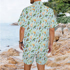 Parrots Men's Hawaiian Shirt & Shorts Set Men's Hawaiian Shirt & Shorts Set animal Birds Printed Offshore