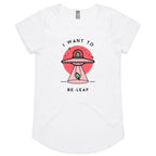 I Want To Be-Leaf, Believe, UFO - Womens Scoop Neck T-Shirt White Womens Scoop Neck T-shirt Plants Printed In Australia Sci Fi