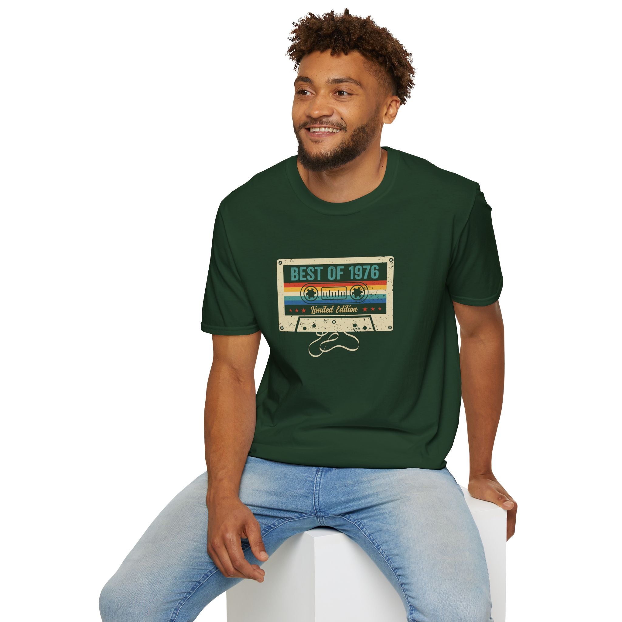 Turning 50, Best Of 1976, Cassette Tape Unisex Softstyle T-Shirt Unisex Adult T-shirt Australian Printer Birthday Music Retro