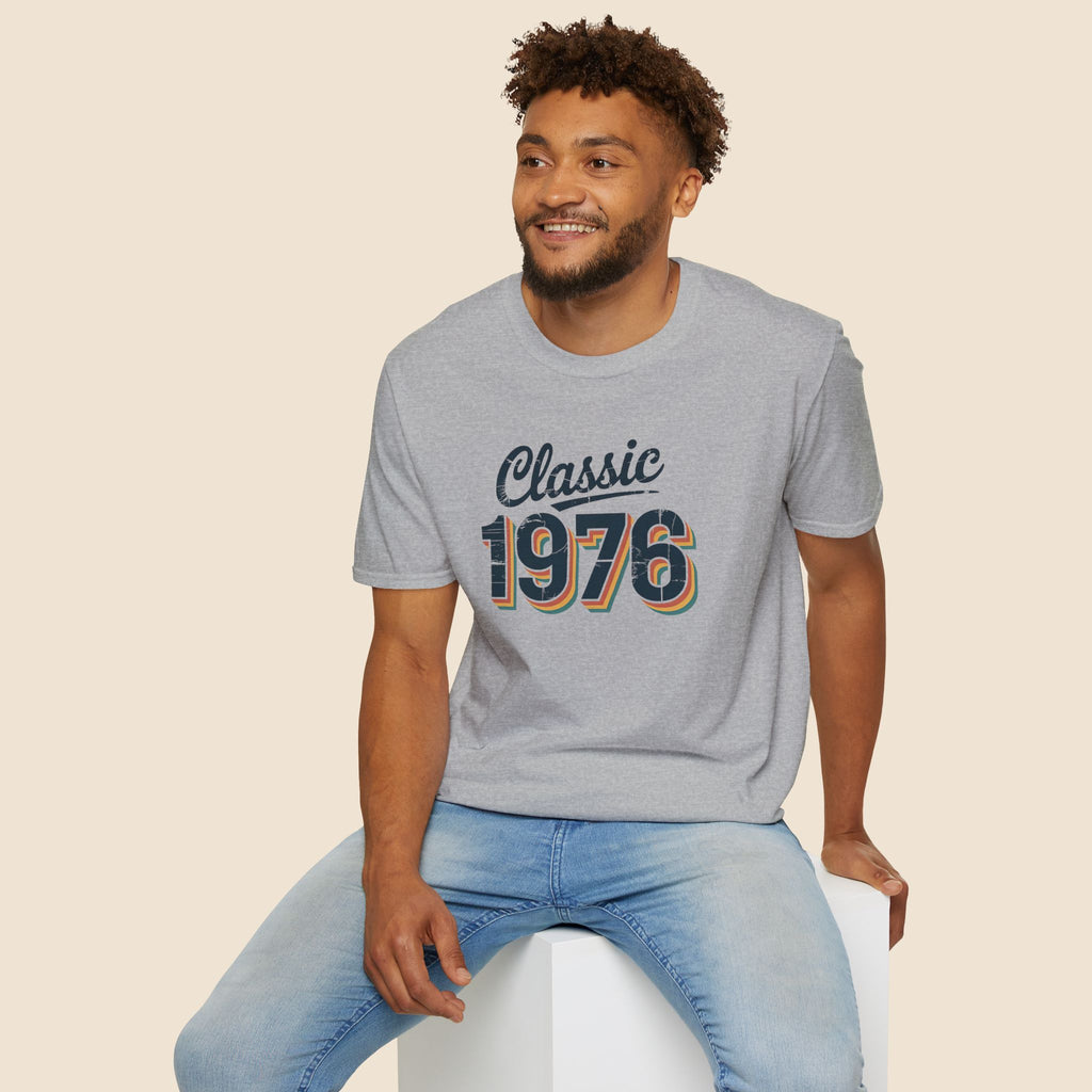 Turning 50, Classic 1976 Unisex Softstyle T-Shirt Sport Grey T-Shirt Australian Printer Birthday