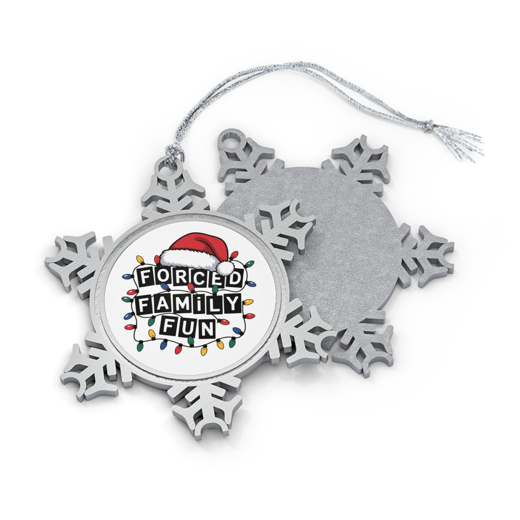 Forced Family Fun Pewter Snowflake Christmas Ornament