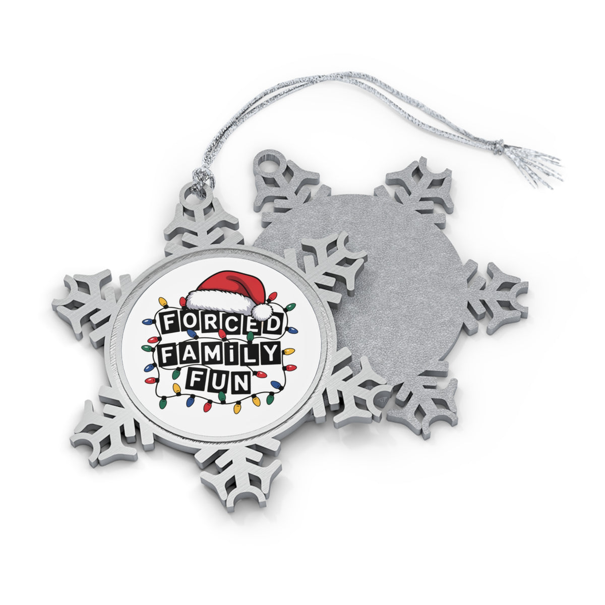 Forced Family Fun Pewter Snowflake Christmas Ornament
