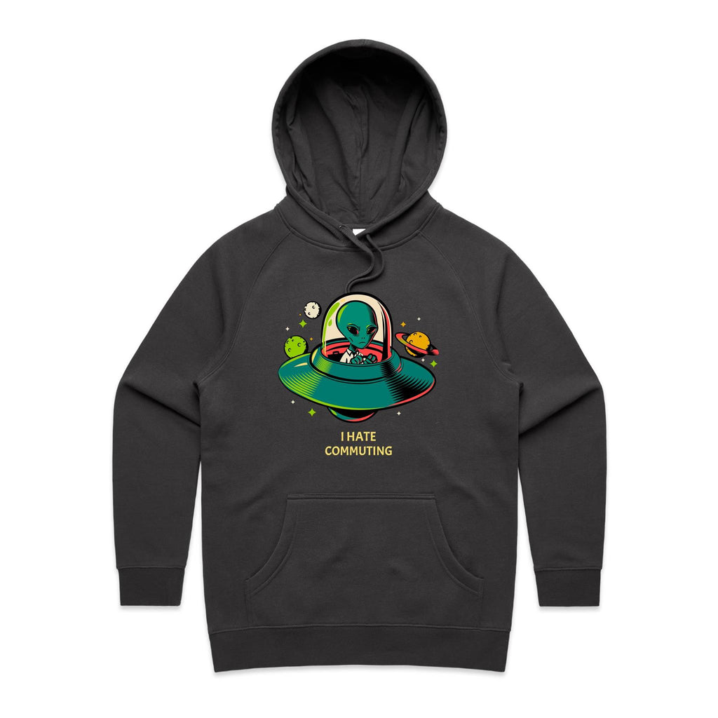 Alien Commute - Womens Hoodie Coal Womens Hoodie Printed In Australia Sci Fi