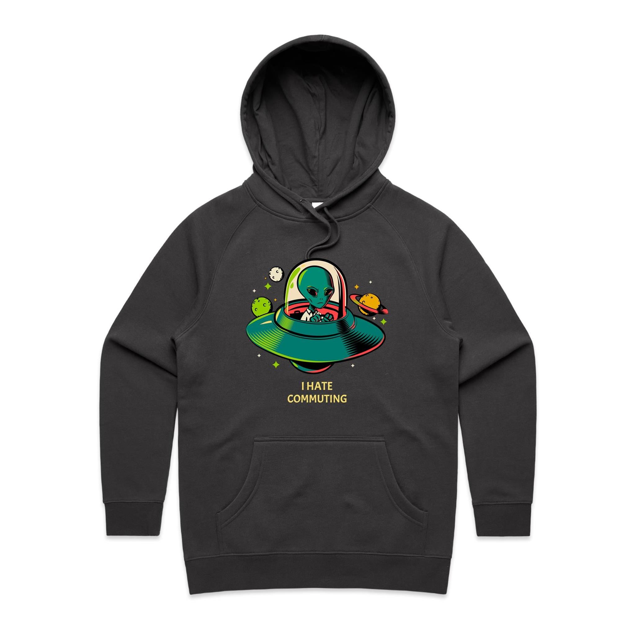 Alien Commute - Womens Hoodie Coal Womens Hoodie Printed In Australia Sci Fi