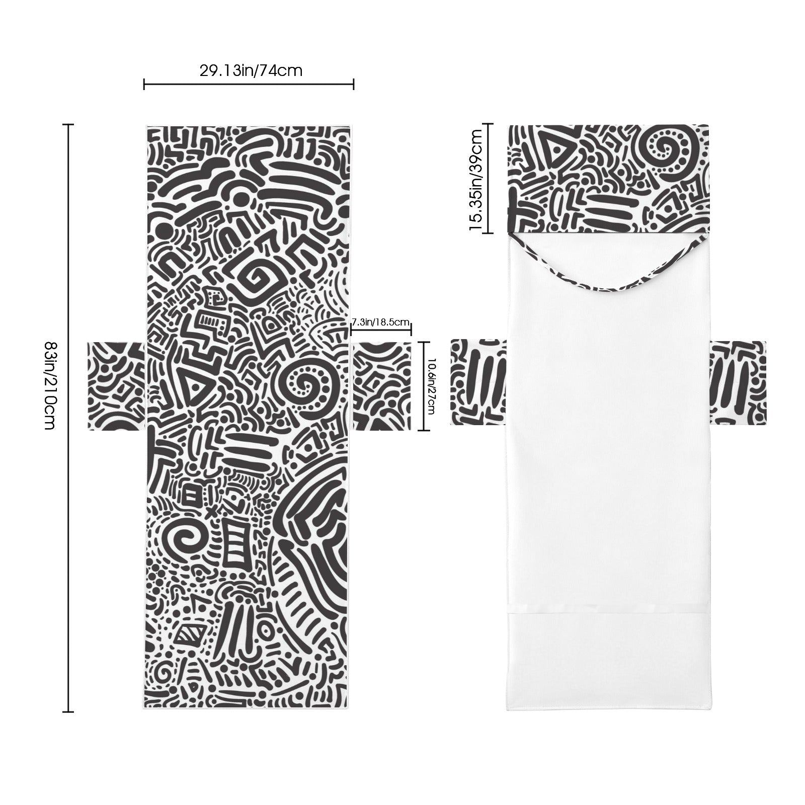 Black And White Beach Chair Towel Cover with Side Pockets