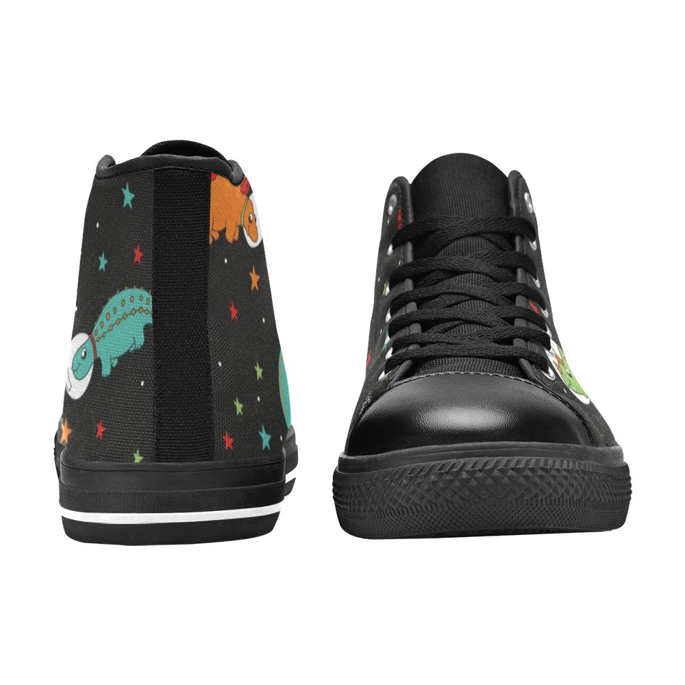 Astronaut Dinosaurs - Kids High Top Canvas Shoes