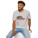 Retro Christmas Tree On Car - Unisex Softstyle T-Shirt