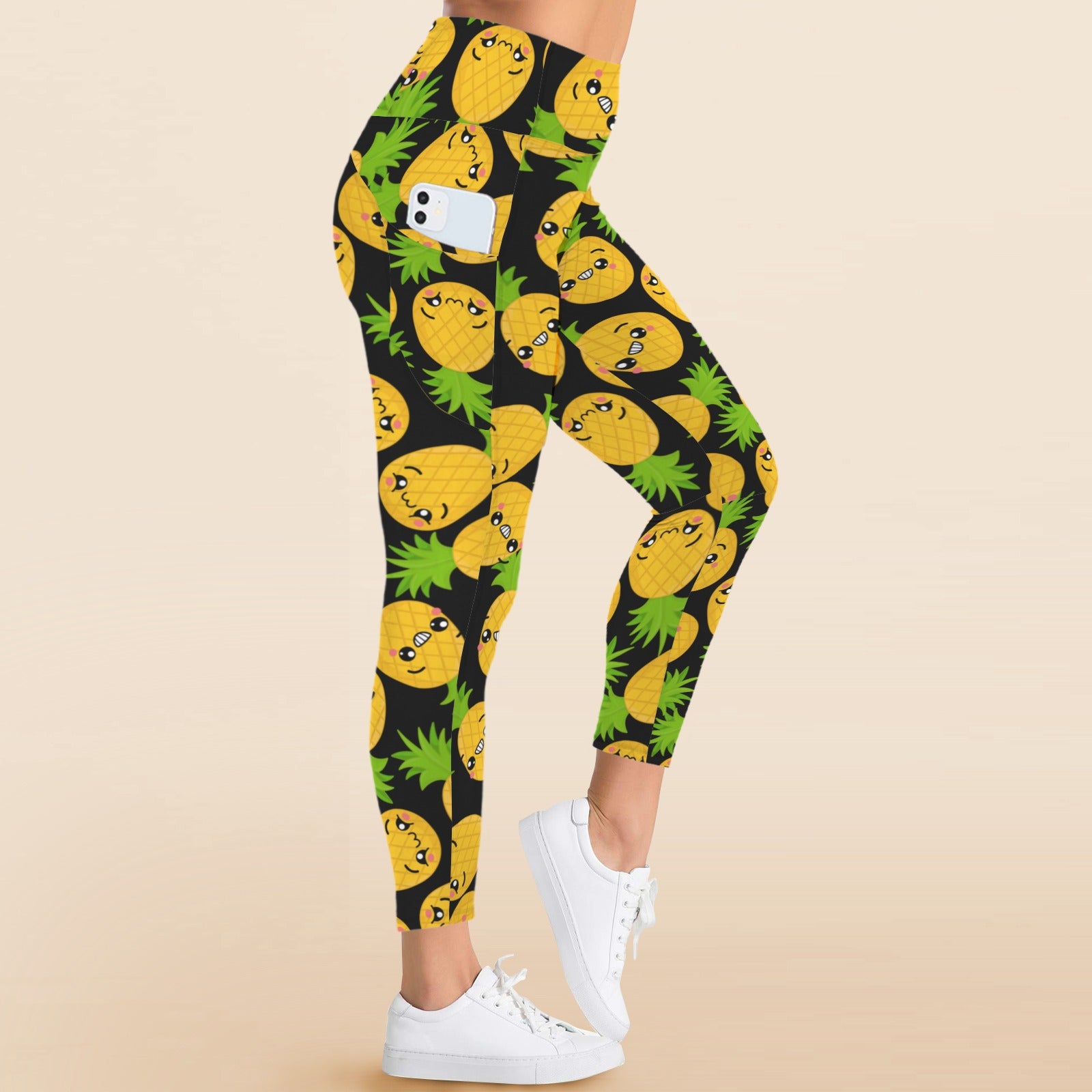 Cool Pineapples - Women's High Waist Pockets Yoga Leggings