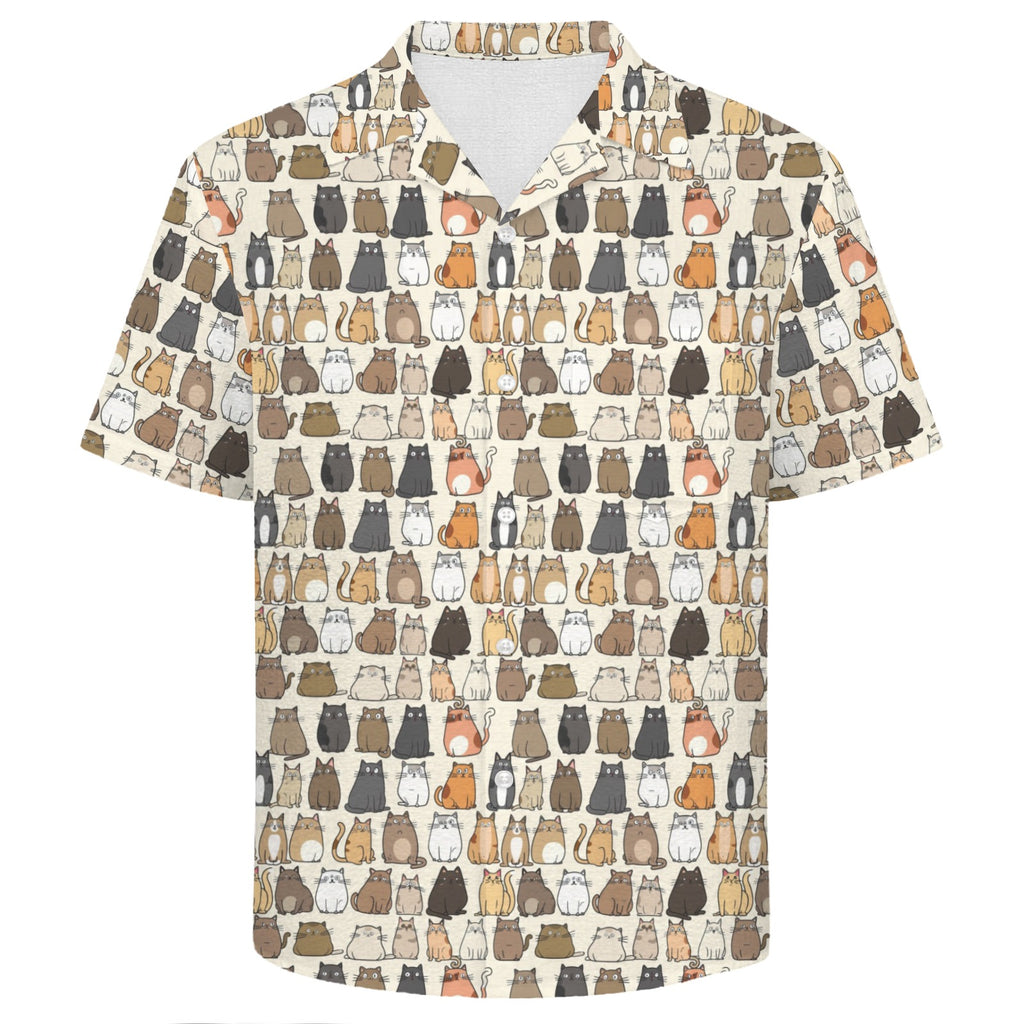 Lots Of Cats Men's Crinkle Hawaiian Shirt