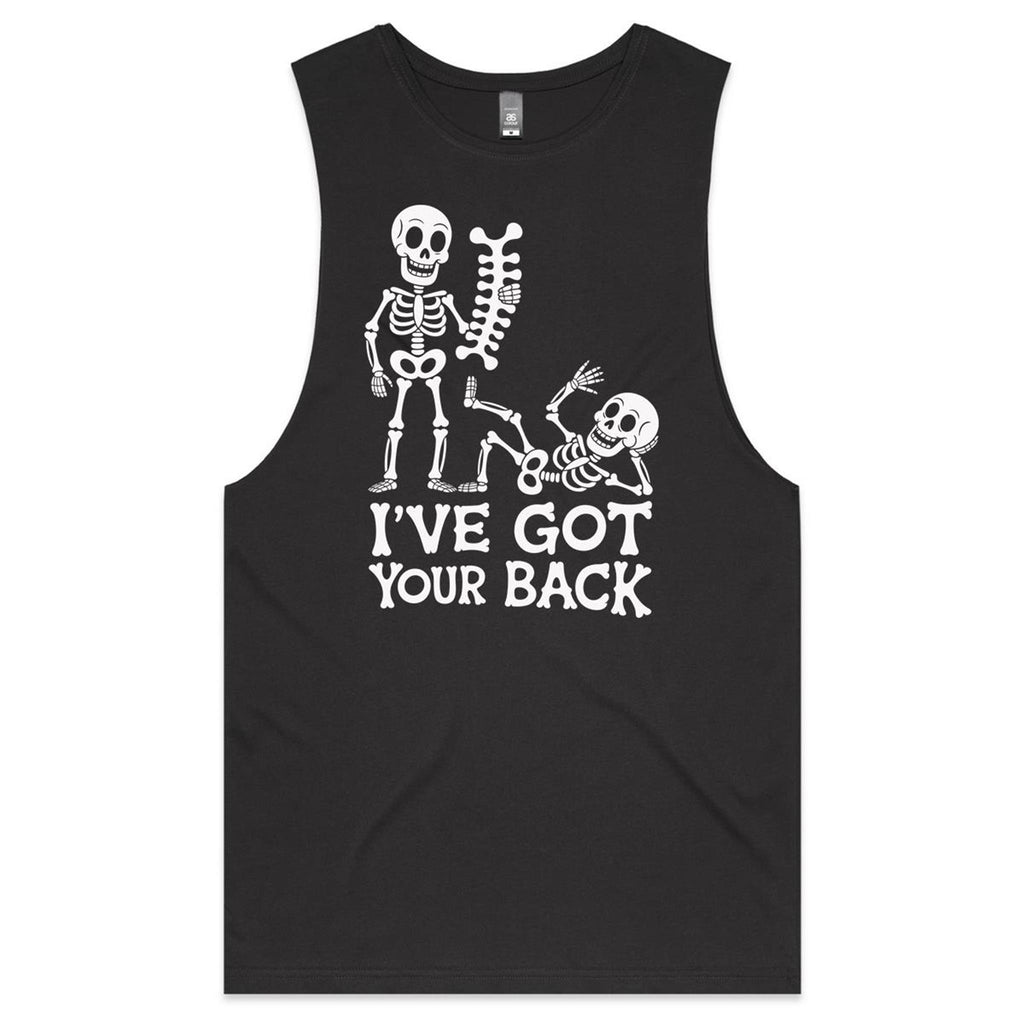 Skeleton, I've Got Your Back Mens Men's AS Colour Drop Arm Tank Top Coal Drop Arm Tank Top Printed In Australia