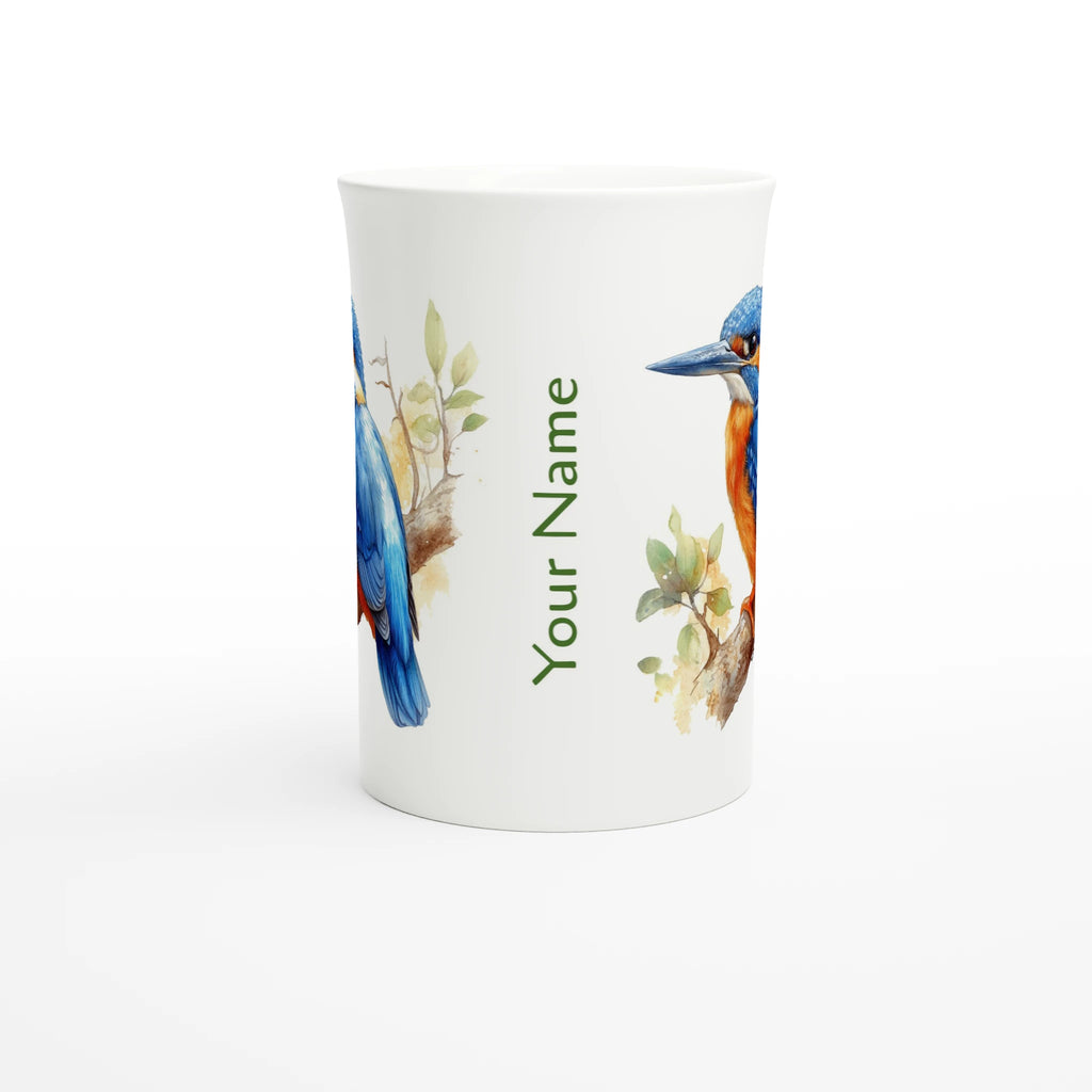 Personalise - Kingfisher, Australian Birds - White 10oz Porcelain Slim Mug Personalised Porcelain Mug animal Globally Fulfilled