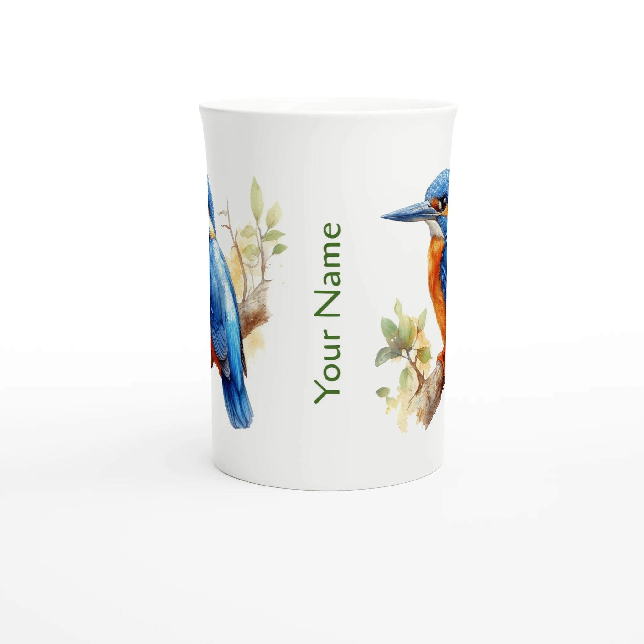 Personalise - Kingfisher, Australian Birds - White 10oz Porcelain Slim Mug Personalised Porcelain Mug animal Globally Fulfilled