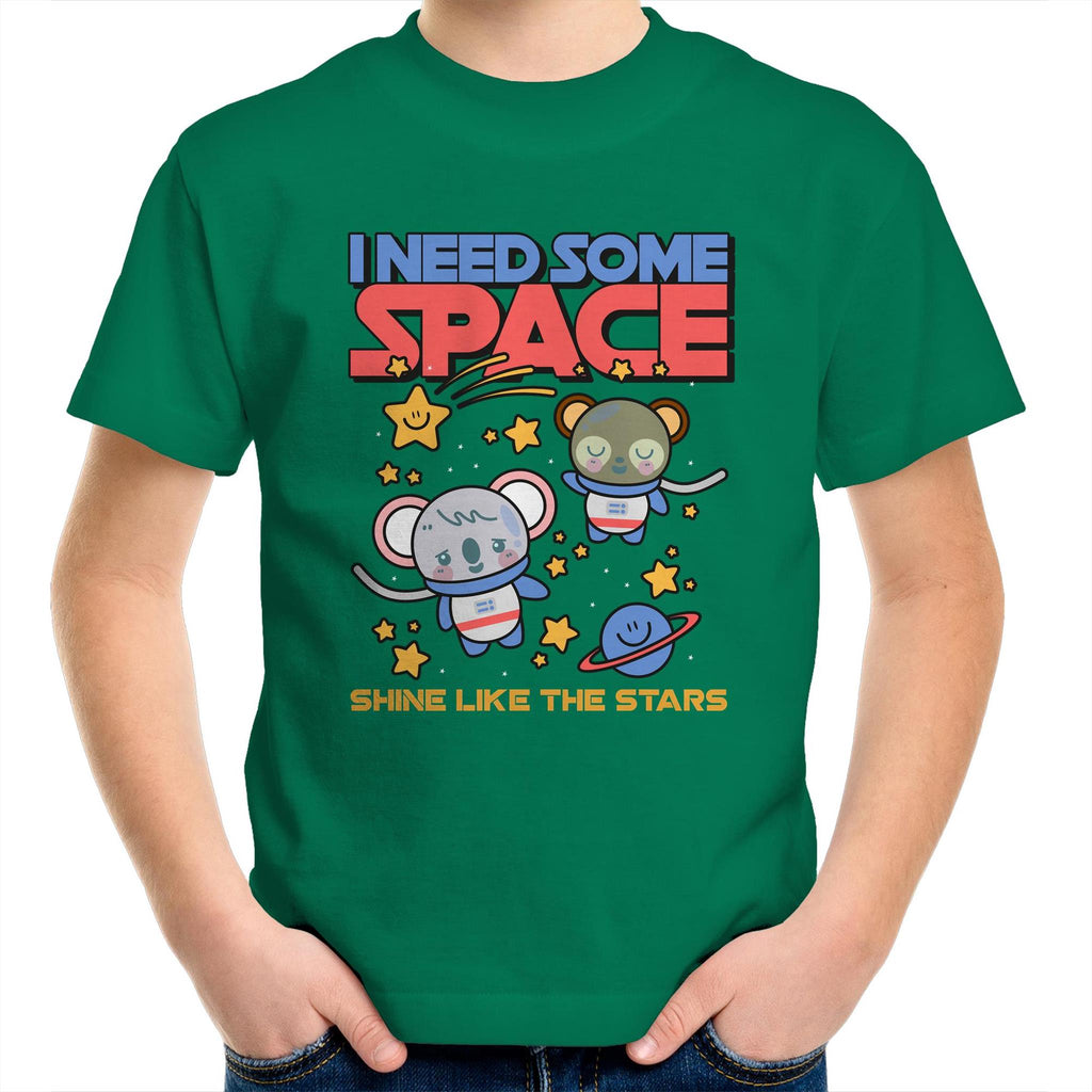 I Need Some Space - Kids Youth T-Shirt Kelly Green Kids Youth T-shirt Printed In Australia Space