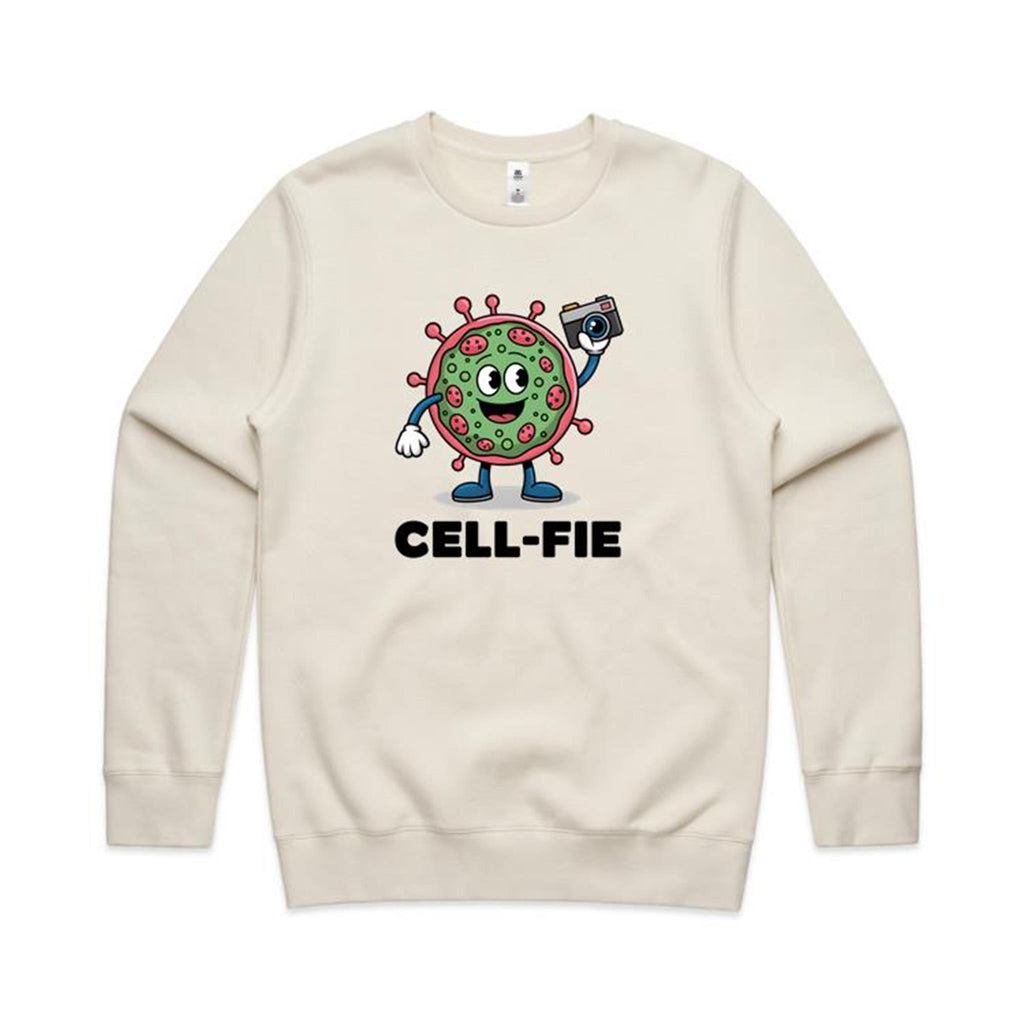 Cell-fie Cell Selfie AS Colour Stencil Crew Sweatshirt Ecru Sweatshirt Printed In Australia Science