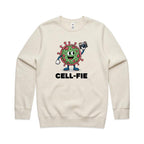 Cell-fie Cell Selfie AS Colour Stencil Crew Sweatshirt Ecru Sweatshirt Printed In Australia Science