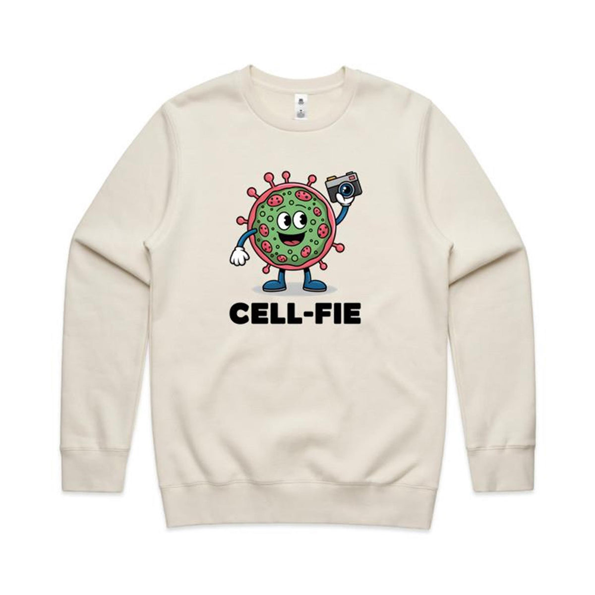 Cell-fie Cell Selfie AS Colour Stencil Crew Sweatshirt Ecru Sweatshirt Printed In Australia Science