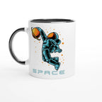 Personalised - Astronaut Basketball - White 11oz Ceramic Mug with Colour Inside Ceramic Black Personalised 11oz Mug customise Globally Fulfilled personalise Space