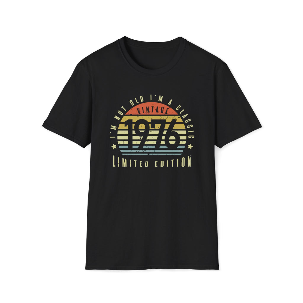 Turning 50, Vintage 1976 Unisex Softstyle T-Shirt Black Unisex Adult T-shirt Australian Printer Birthday Retro