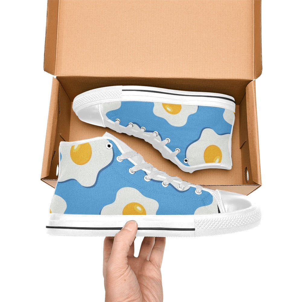 Fried Eggs Men's High Top Canvas Shoes Men's Classic High Top Canvas Shoes Printed Offshore