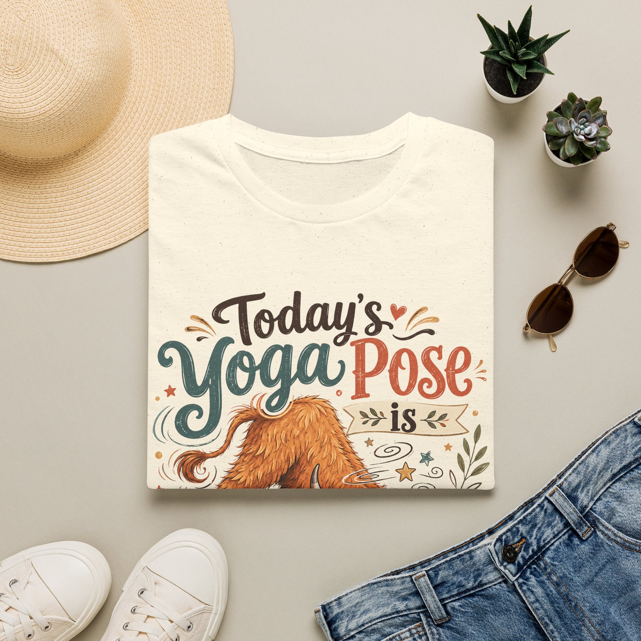 Highland Cow Downward Spiral Yoga Pose Unisex T-Shirt Unisex Adult T-shirt animal Fitness Globally Fulfilled