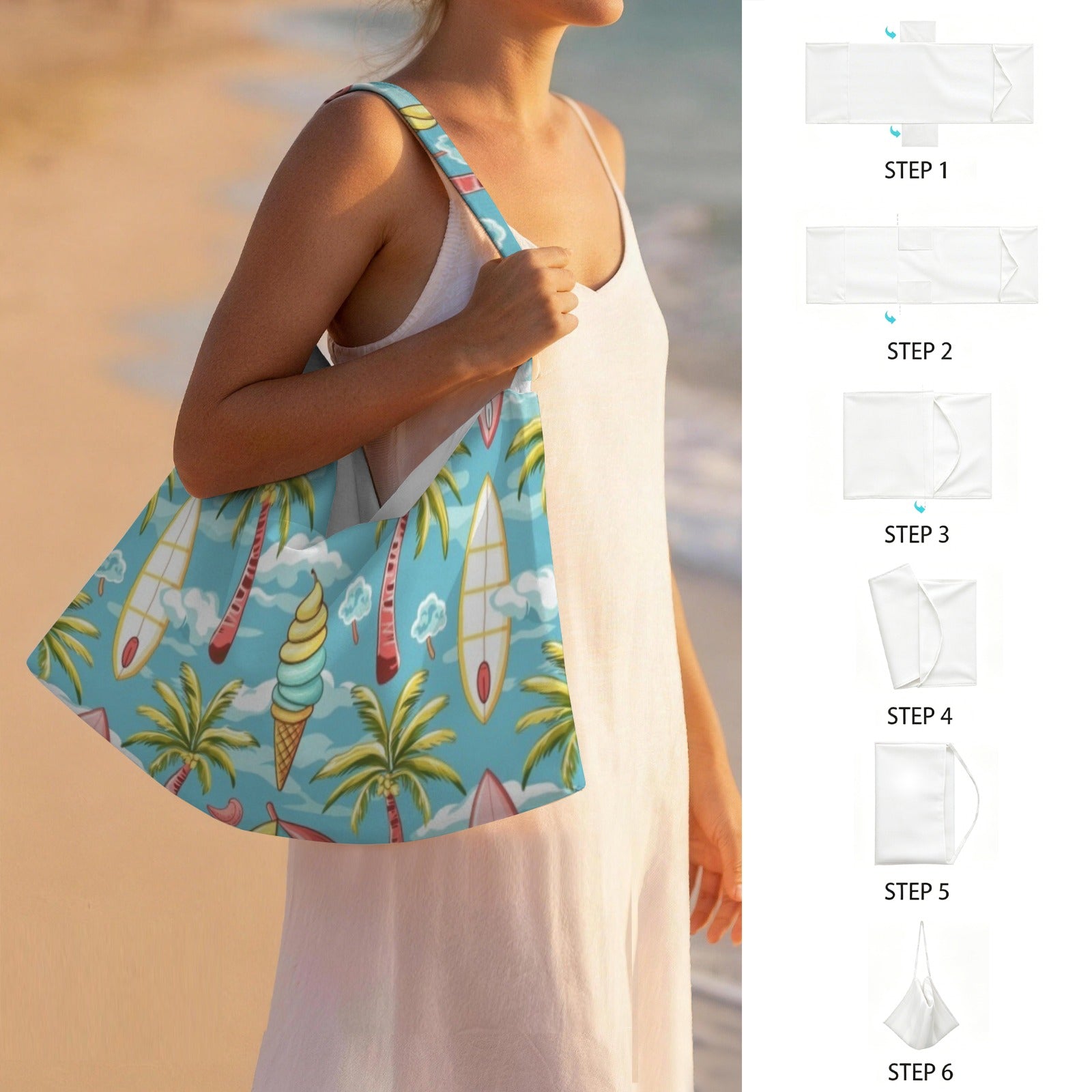 Summer Surf Beach Chair Towel Cover with Side Pockets
