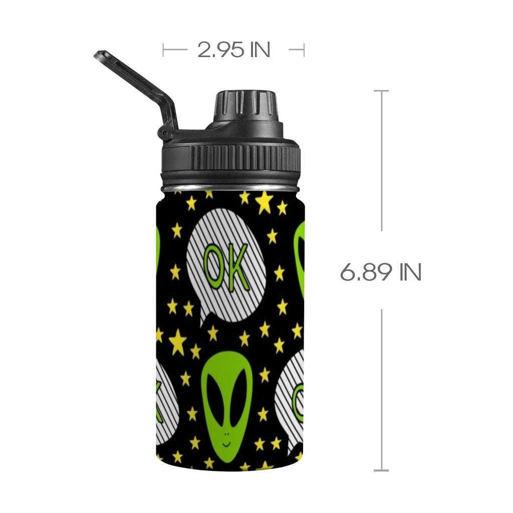 Alien OK - Kids Water Bottle with Chug Lid (12 oz) One Size Kids Water Bottle with Chug Lid Printed Offshore Sci Fi