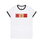 Bacon Periodic Table - Women's Ringer Tee White Black Womens Ringer T-shirt Food Printed In Australia Science