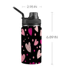 Pink Hearts - Kids Water Bottle with Chug Lid (12 oz)