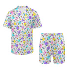 80's Grid Men's Hawaiian Shirt & Shorts Set Men's Hawaiian Shirt & Shorts Set Printed Offshore Retro
