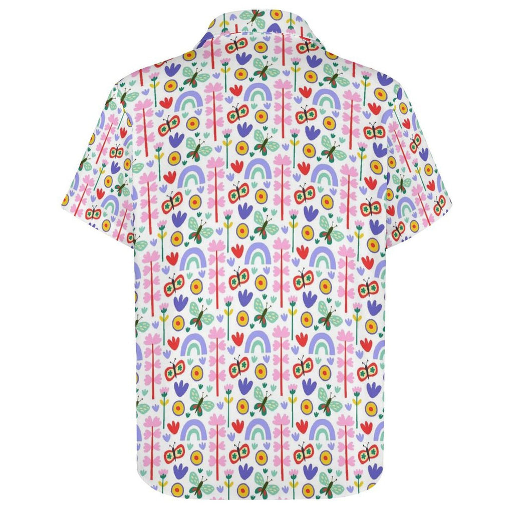 Rainbows And Butterflies Women's Short-Sleeve Button Up Shirt Women's Short-Sleeve Button Up Shirt animal Printed Offshore