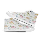 Dinosaur Garden - Kids High Top Canvas Shoes