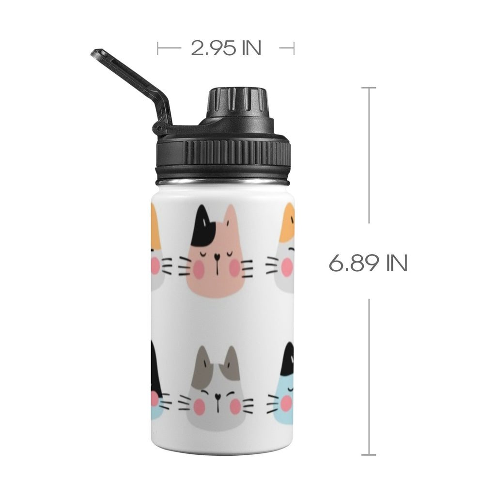 Cat Faces - Kids Water Bottle with Chug Lid (12 oz) One Size Kids Water Bottle with Chug Lid animal Printed Offshore