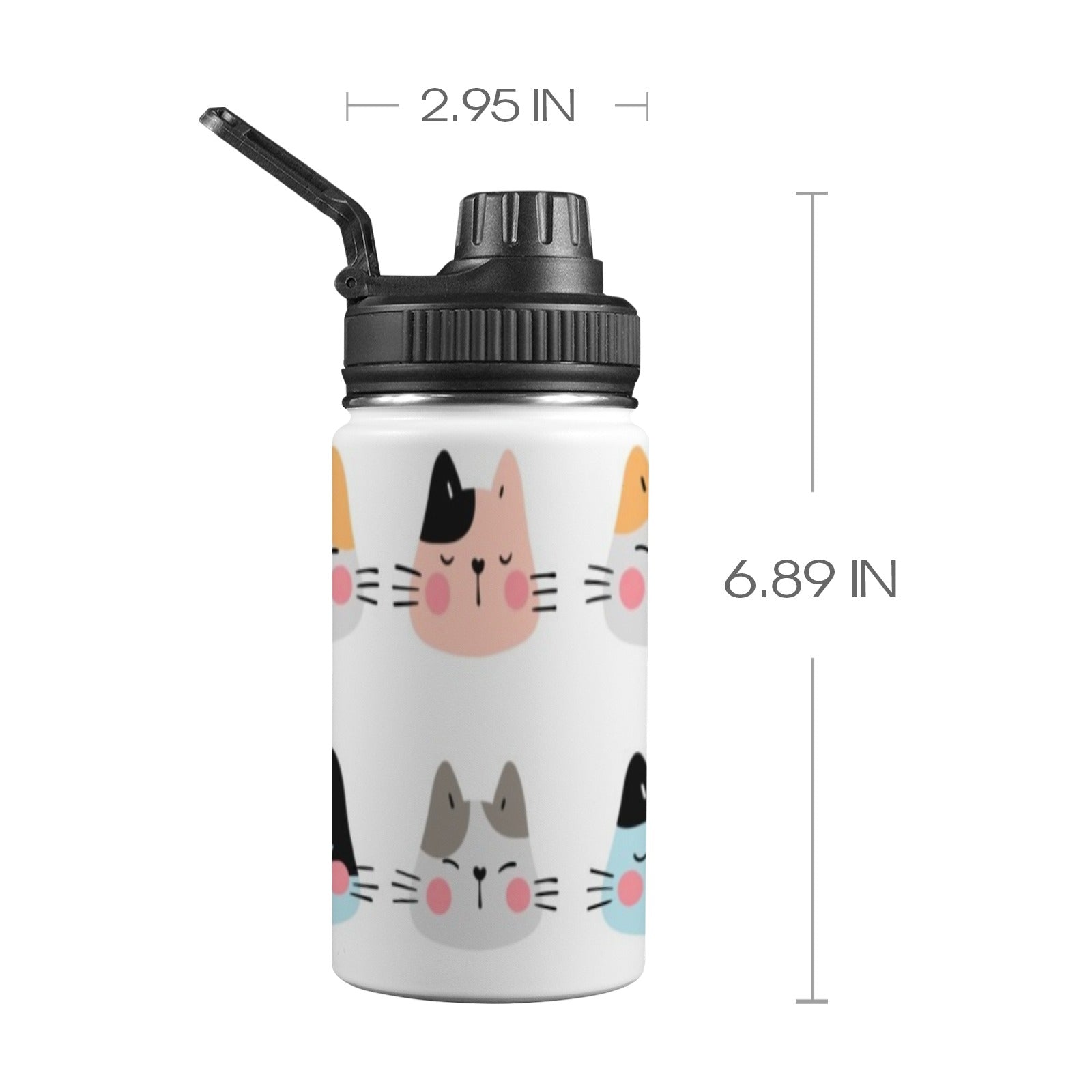 Cat Faces - Kids Water Bottle with Chug Lid (12 oz) One Size Kids Water Bottle with Chug Lid animal Printed Offshore
