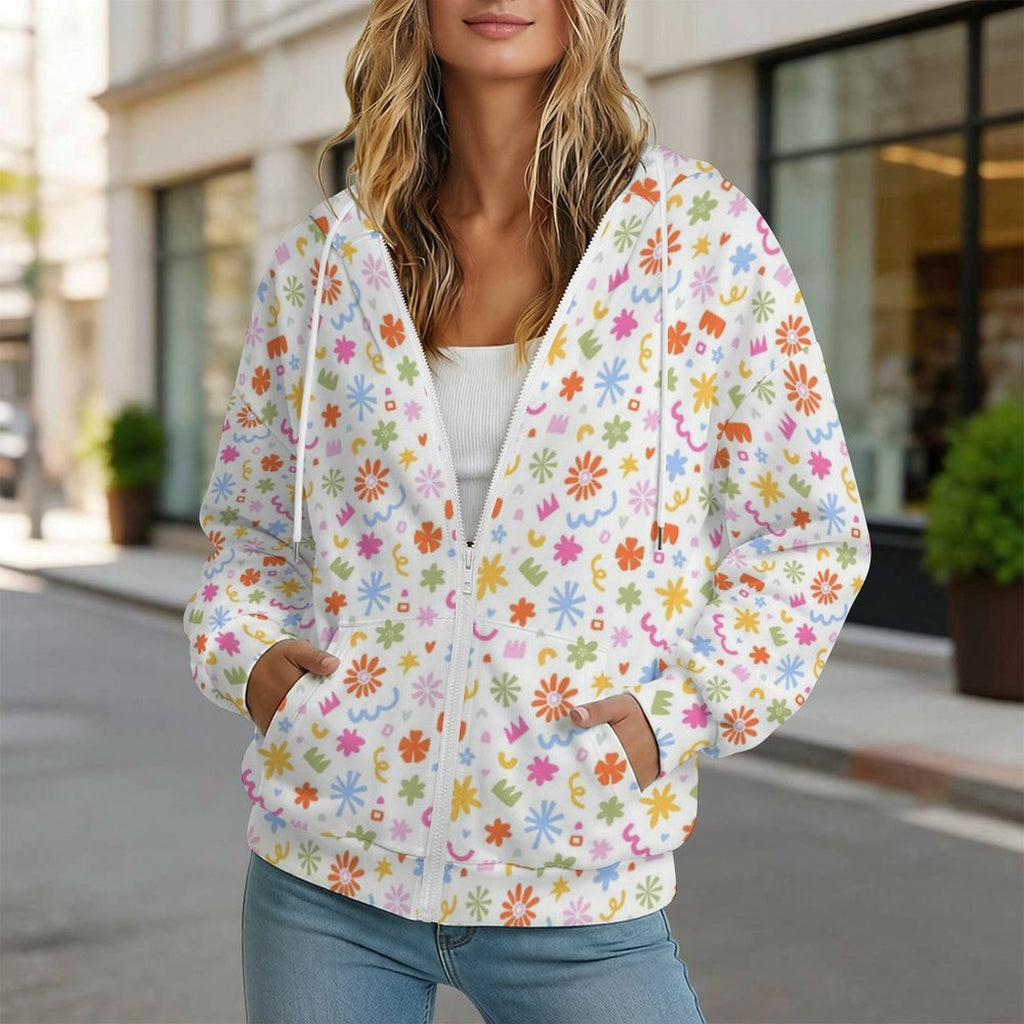 Abstract Colourful Shapes Women's Full-Zip Hoodie