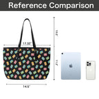 Colourful Cassettes PU Leather Tote Bag Large Leather Tote Bag-Large Music Printed Offshore Retro