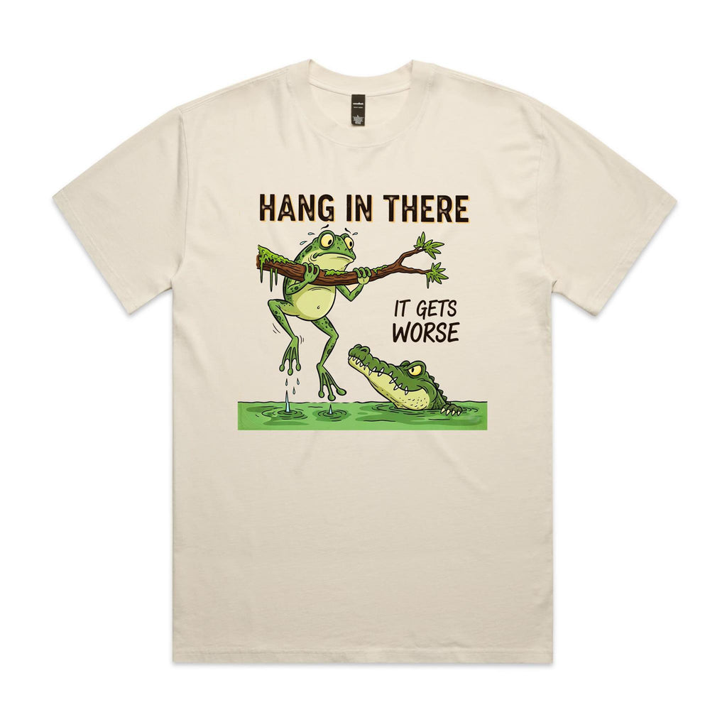 Hang In There, It Gets Worse AS Colour Heavy Faded Tee Unisex Faded ecru Heavy Faded T-shirt animal Printed In Australia