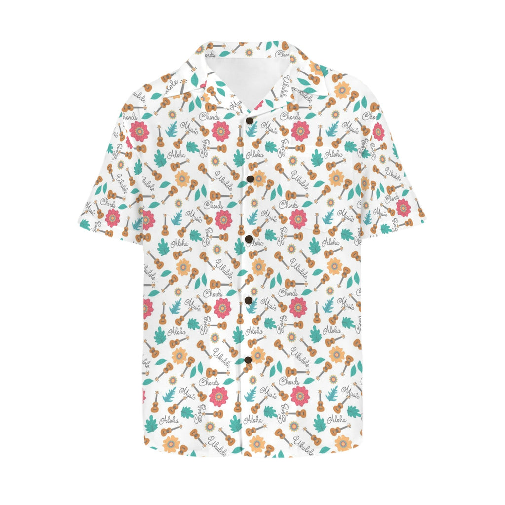 Ukulele Men's Short Sleeve Hawaiian Shirt Men's Hawaiian Shirt (New) Music Printed Offshore