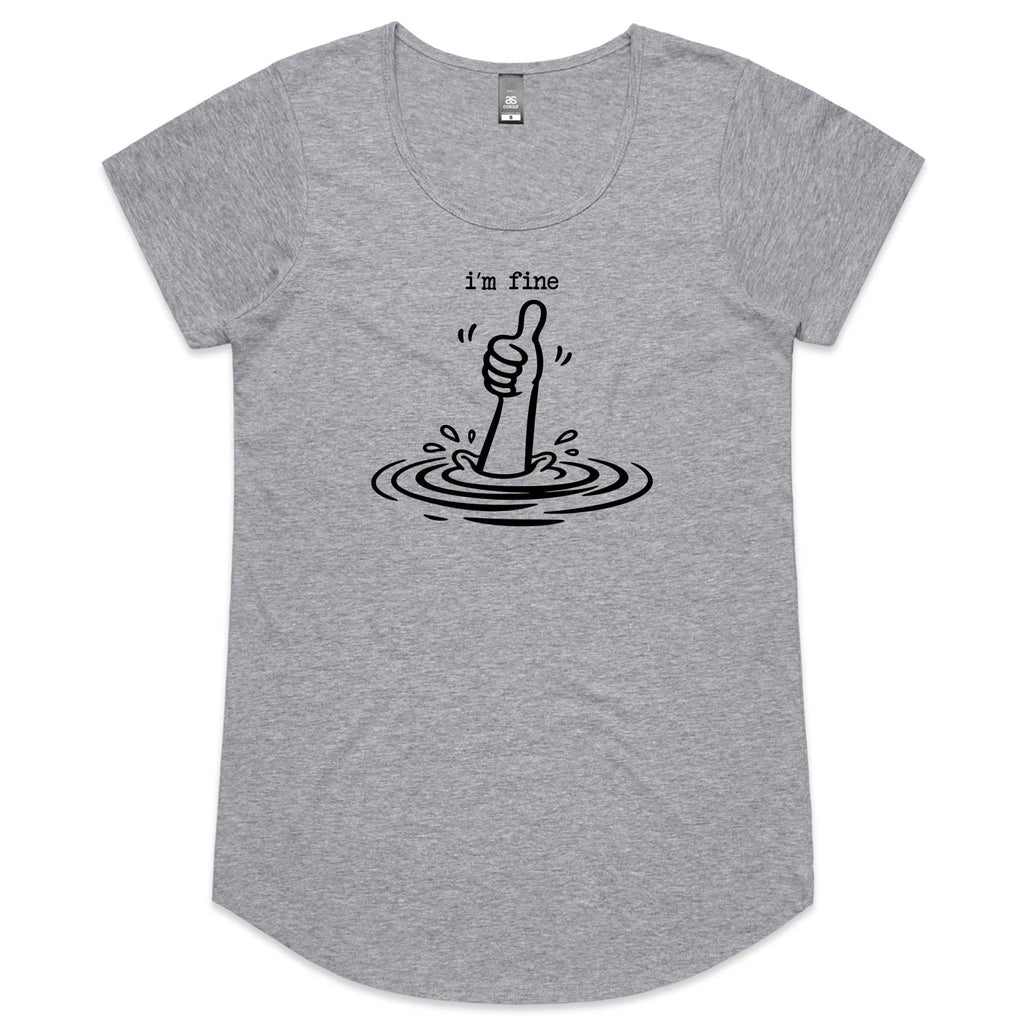 I'm Fine Drowning Thumbs Up Women's AS Colour Scoop Neck T-Shirt