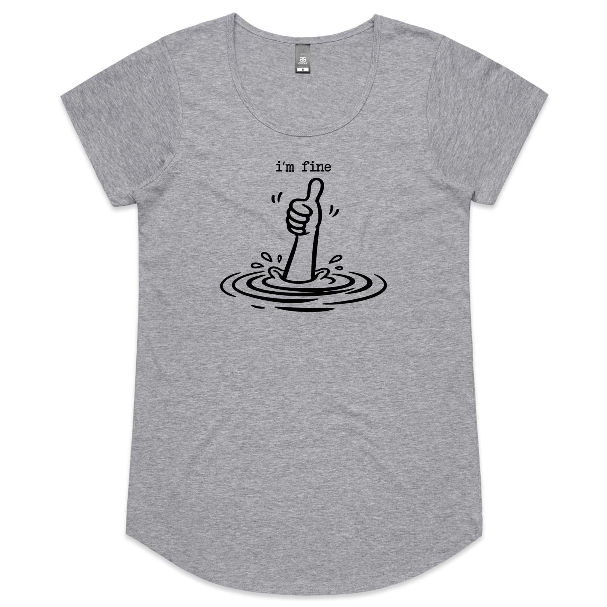 I'm Fine Drowning Thumbs Up Women's AS Colour Scoop Neck T-Shirt