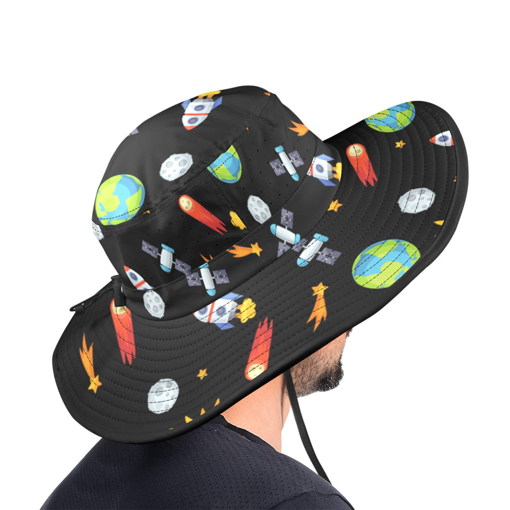 Busy Space - Wide Brim Bucket Hat Wide Brim Bucket Hat Printed Offshore Space