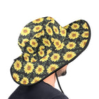 Painted Sunflower Wide Brim Bucket Hat Wide Brim Bucket Hat Plants Printed Offshore