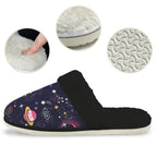Outer Space Men's Fur Trim Thick-Sole Indoor Slippers Men's Fur Trimmed Slippers Printed Offshore Space