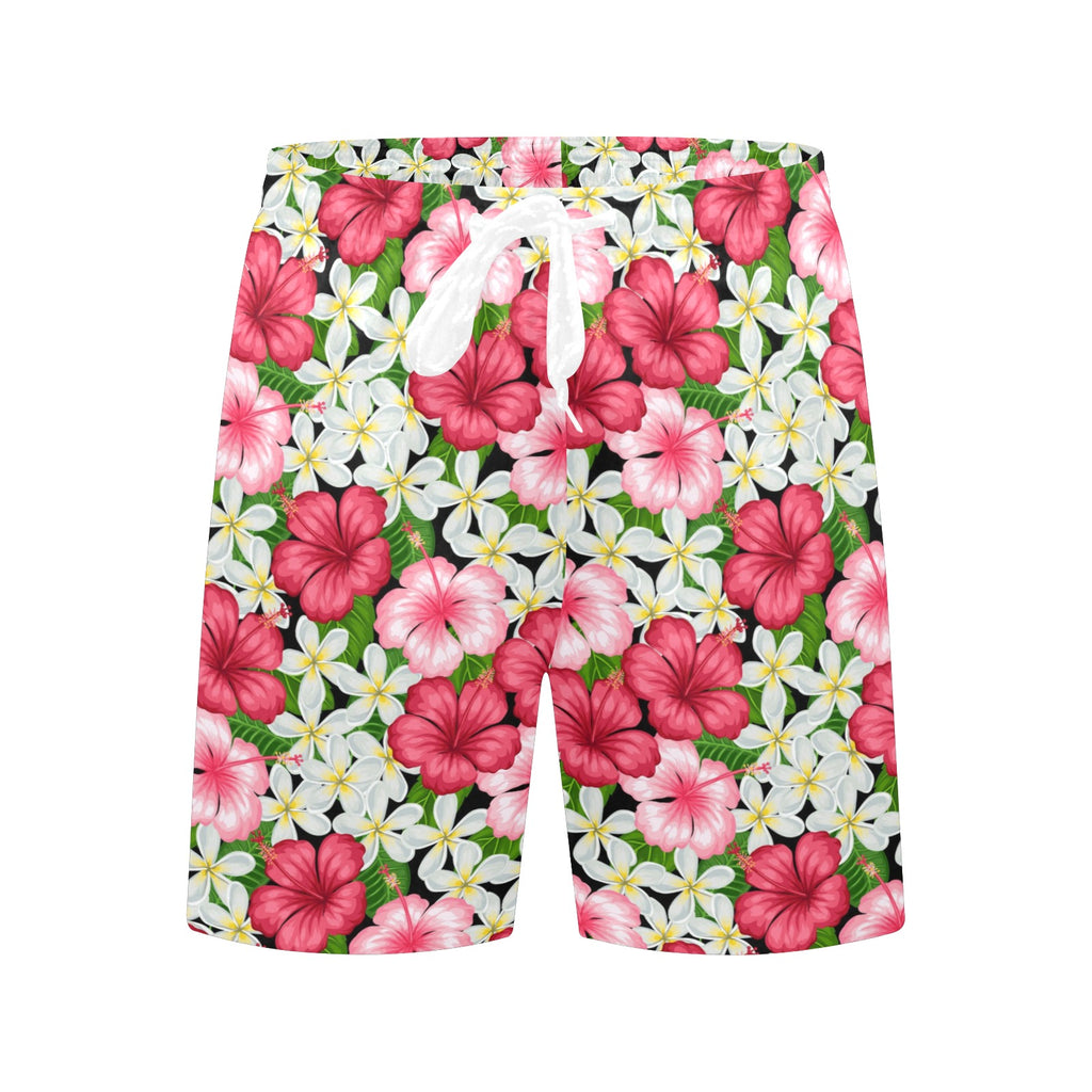 Hibiscus Men's Mid-Length Beach Shorts Men's Mid-Length Beach Shorts Plants Printed Offshore