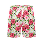 Hibiscus Men's Mid-Length Beach Shorts Men's Mid-Length Beach Shorts Plants Printed Offshore